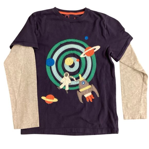 Mini Boden Other - Mini Boden Layered Appliqué Space Shirt